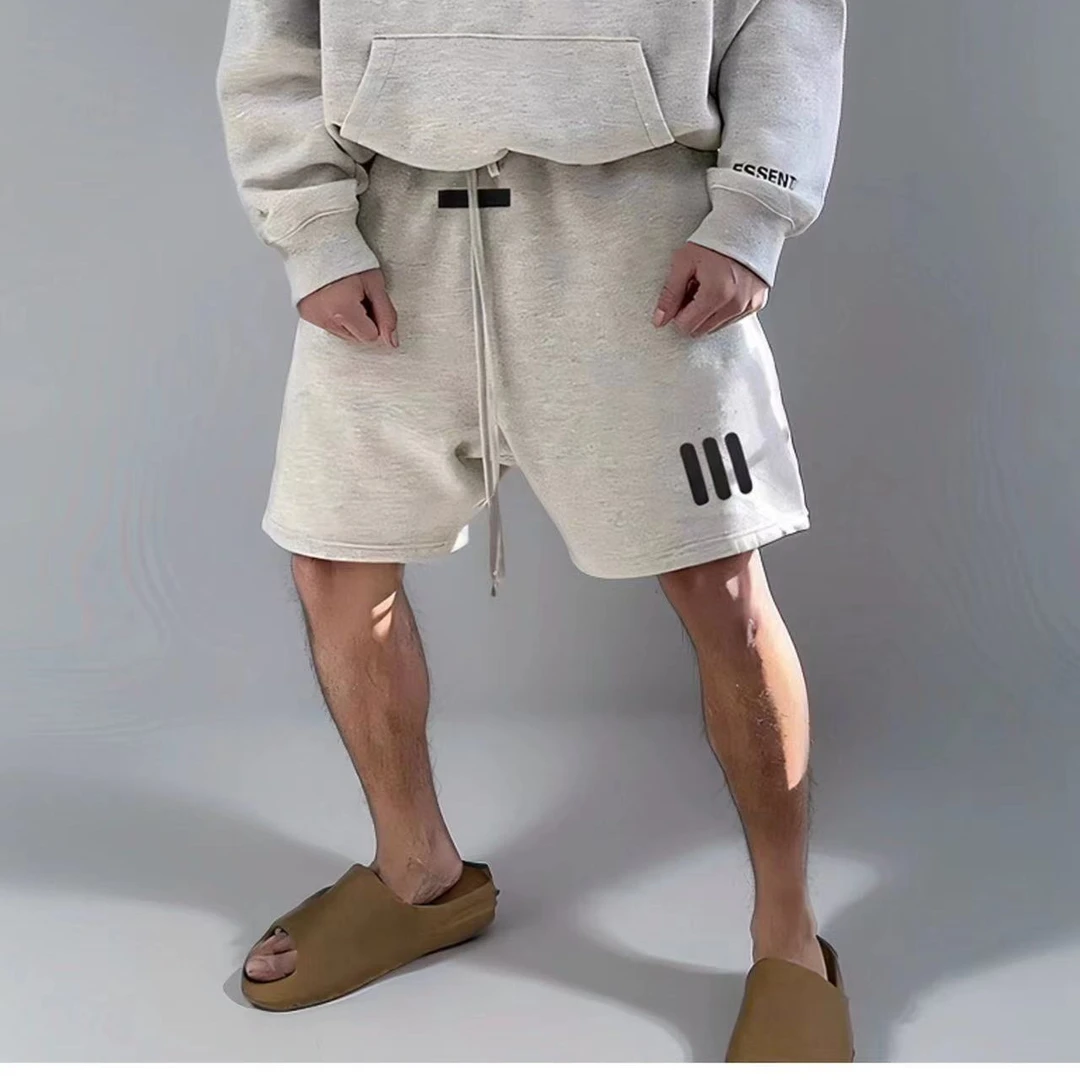 Essentials美式潮牌三条杠短裤男女情侣款高街宽松休闲五分裤