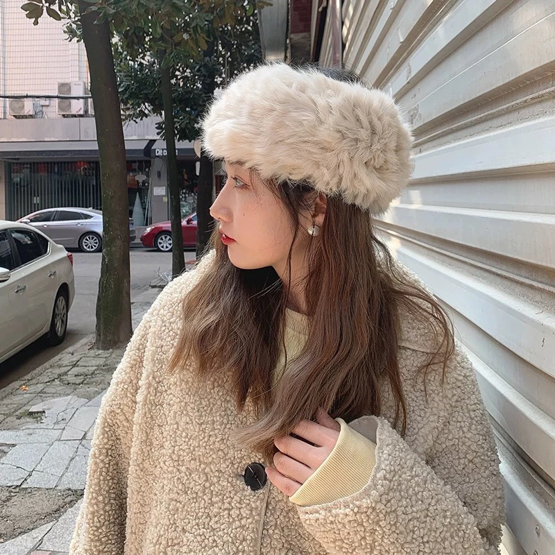 【崔】C101帽子秋冬百搭新款韩版发带保暖头套超美围脖毛绒绒发箍