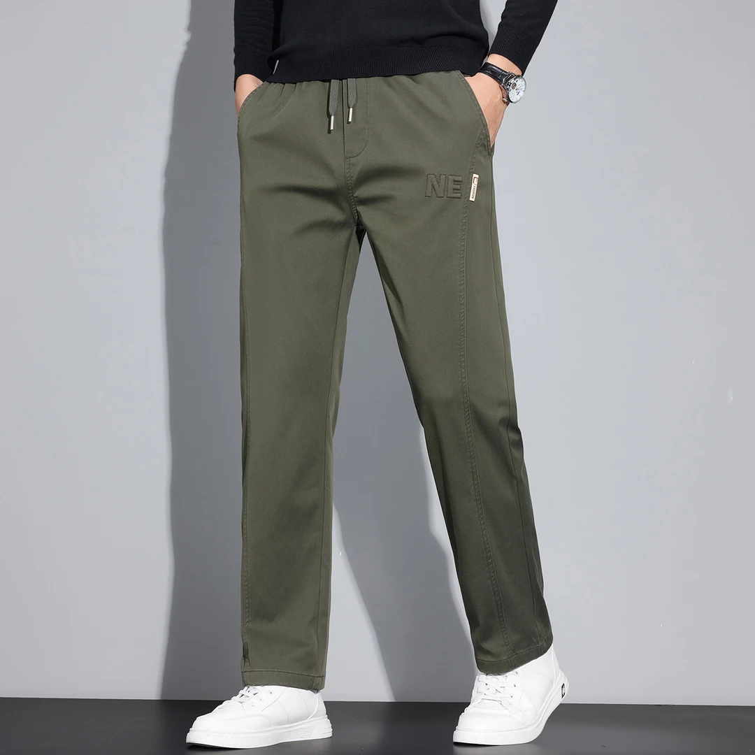 秋冬新款直筒休闲裤显高显瘦爆款刺绣弹力舒适潮流时尚百搭长裤子