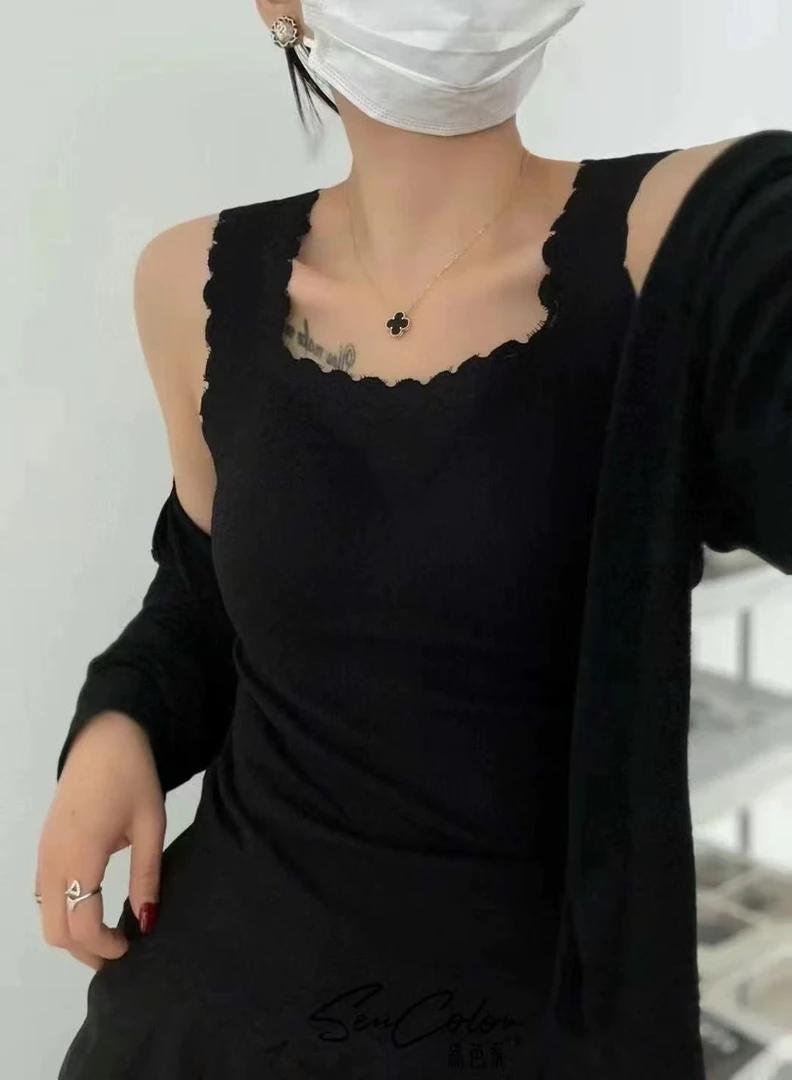 11253款显瘦暖背千金风保暖百搭修身女士背心