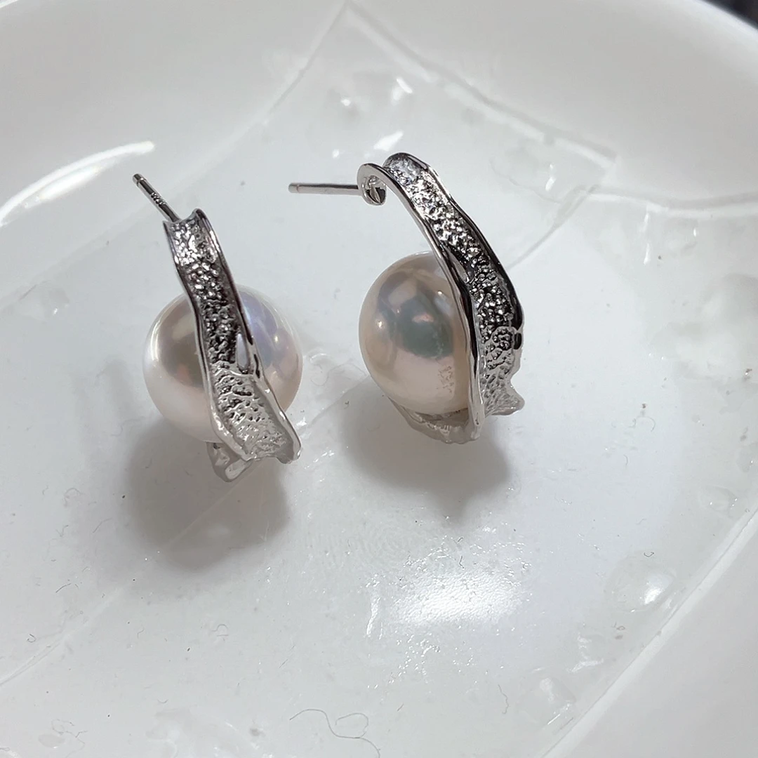 淡水珍珠耳饰银S925镶嵌梦*