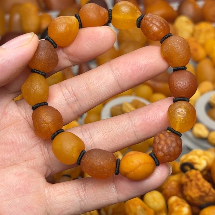 琥珀未镶嵌裸石天然蜜蜡手串