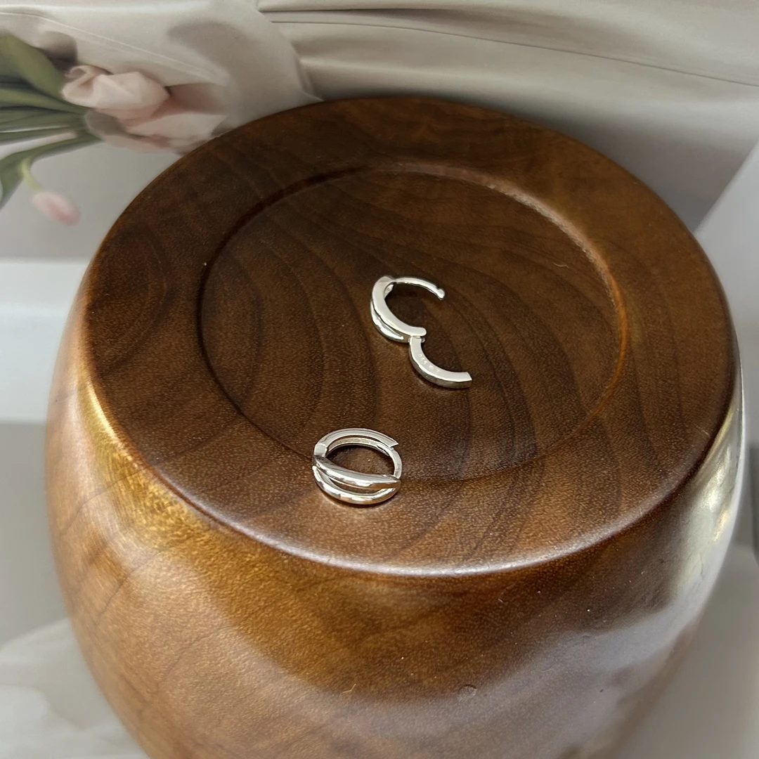 足银耳饰 足银990耳扣纯银时尚简约耳环