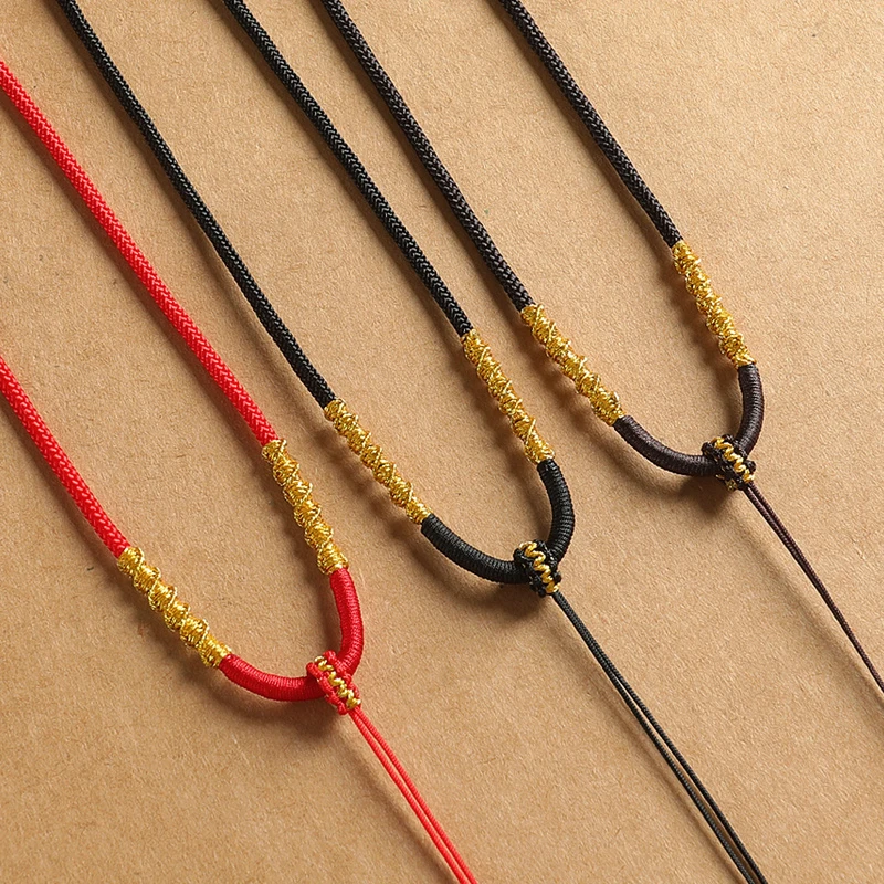 非金属布艺吊坠 八宝罗盘吊坠挂绳玉坠黑红绳金色编绳高档项链绳