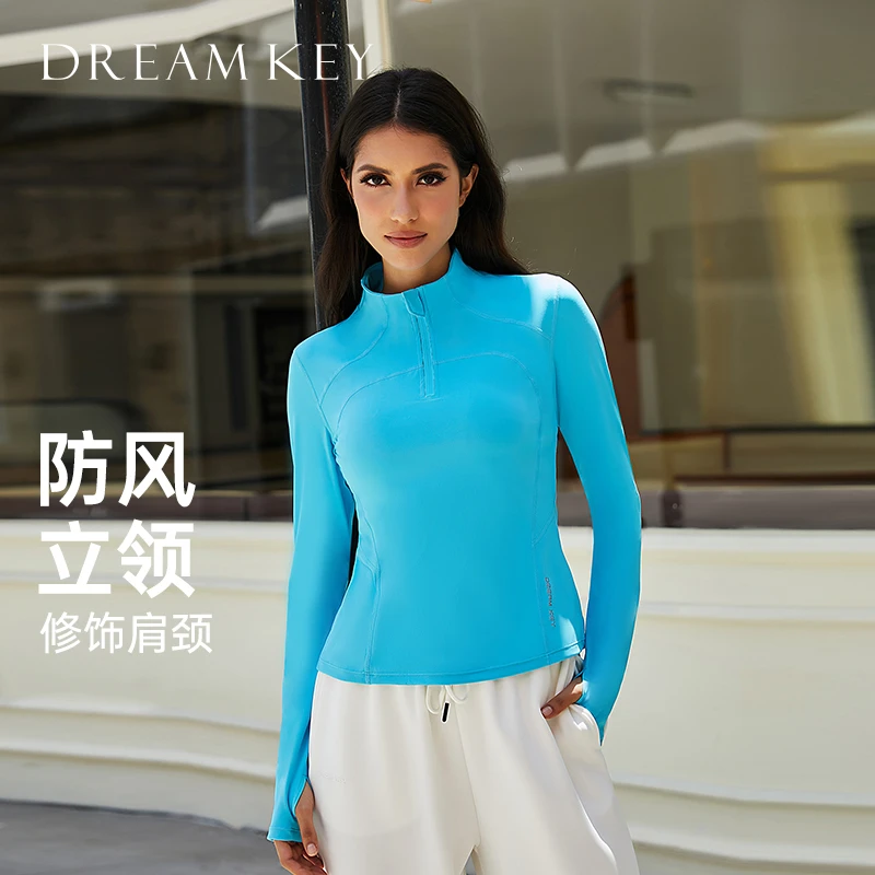半拉链防风女长袖速干运动上衣秋冬紧身6129