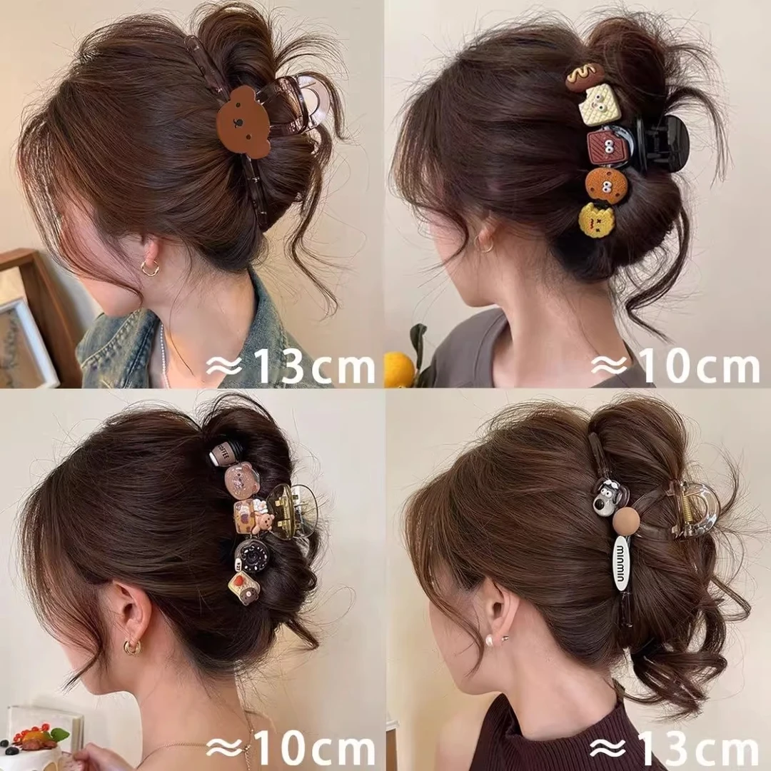 萌趣可爱小熊抓夹女2025新款高级感鲨鱼夹发夹后脑勺盘发头饰夹子