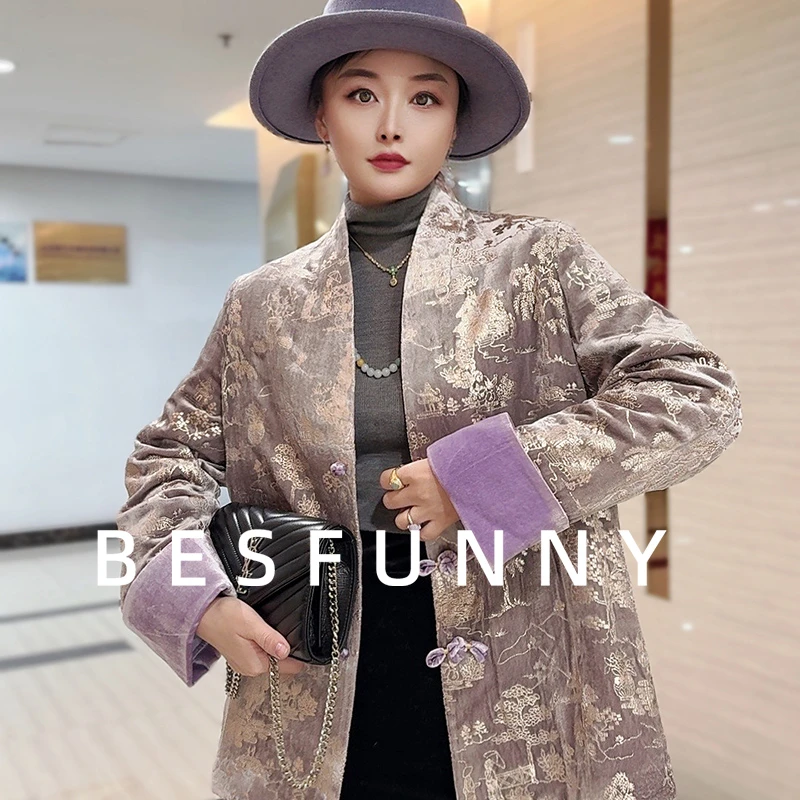 Besfunny短款新中式国风过年服桑蚕丝上衣小个子外套2025年春季新