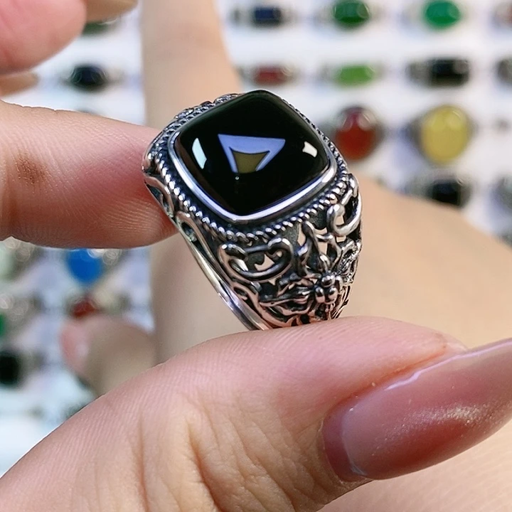 银S925镶嵌戒指玛瑙/玉髓