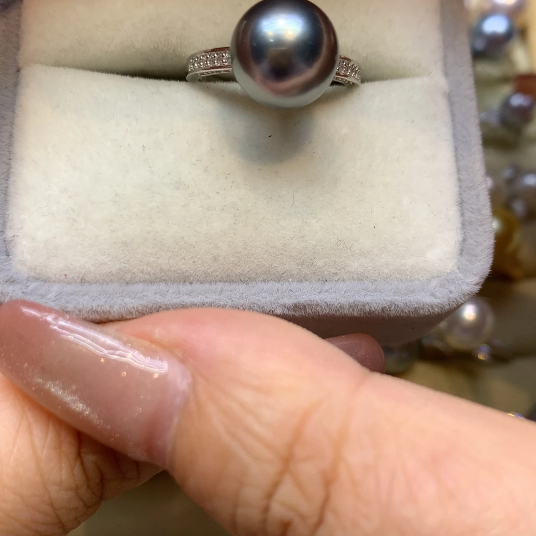 银S925镶嵌戒指海水珍珠