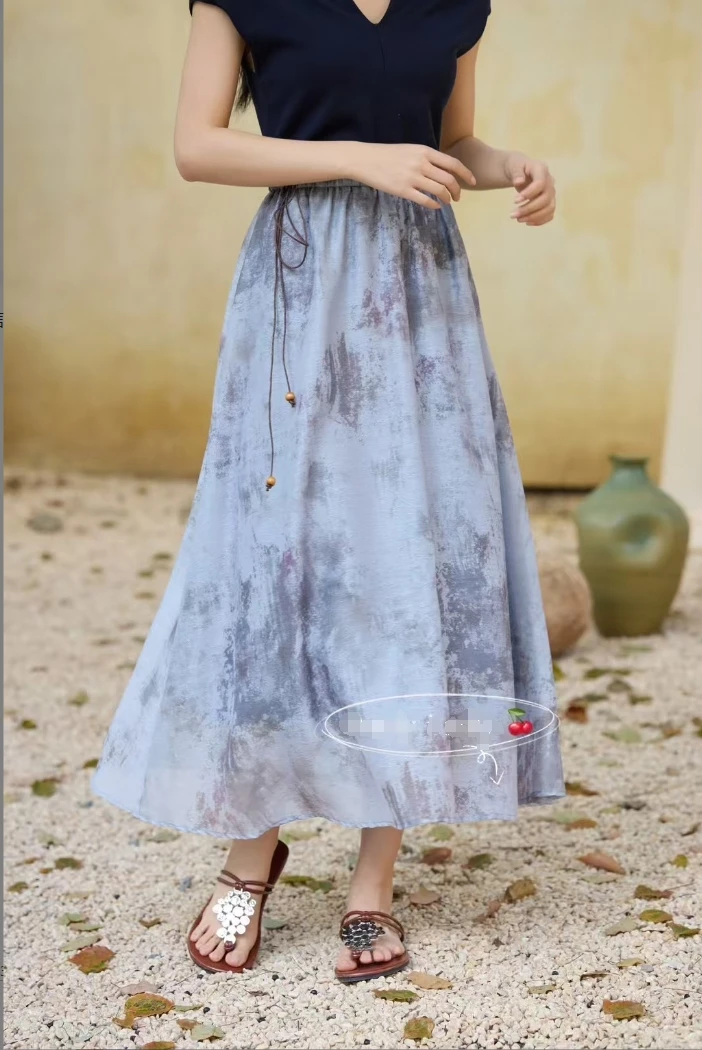 Pada.嘻【晕染半裙】文艺轻盈小众晕染半身裙 2162011 Hi Fortune