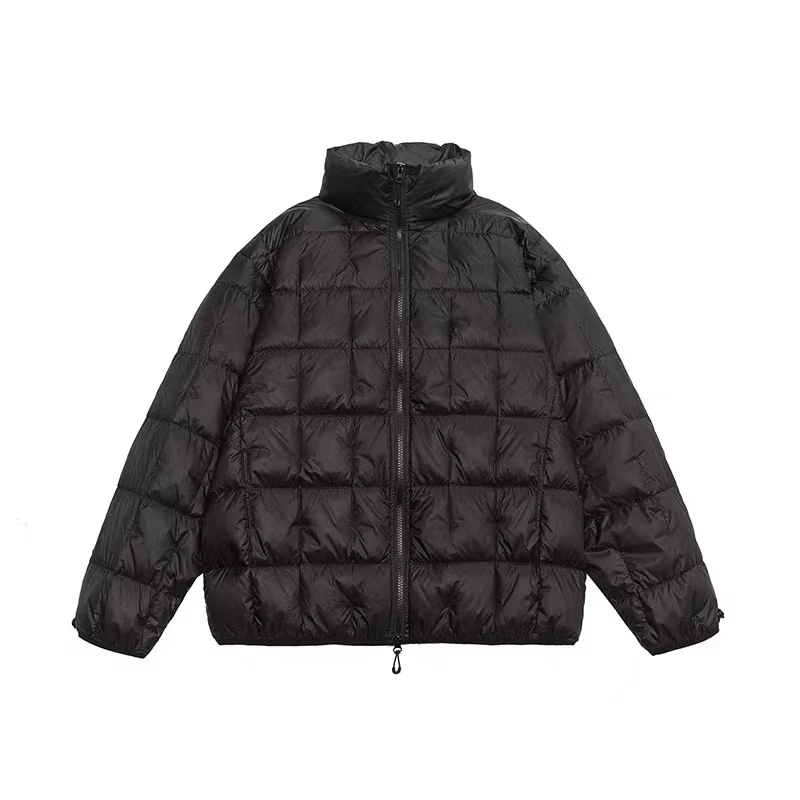 冬季白鸭绒纯色轻薄羽绒服男保暖内胆美式立领棉服外套-8815A98