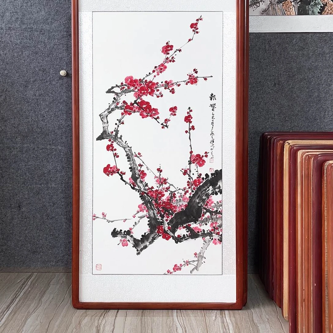 国画书画作品带框123×63厘米