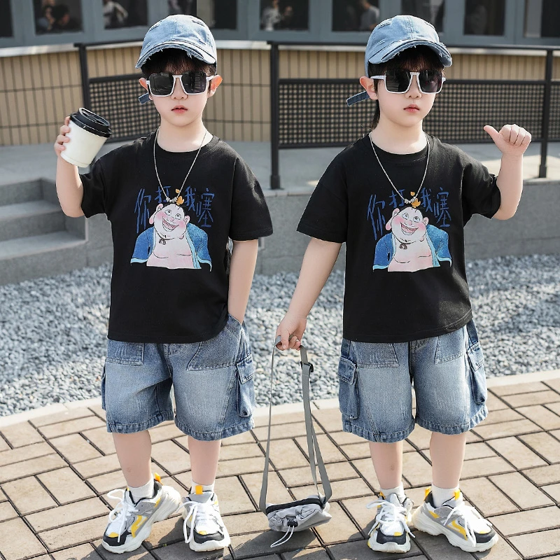 男童夏装套装2025年款衣服宝宝夏季薄款潮酷痞帅童装儿童时尚服装