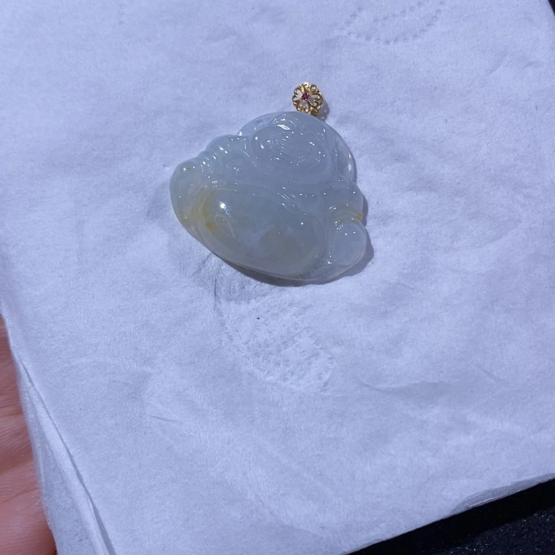 翡翠吊坠(不含链)18K金镶嵌