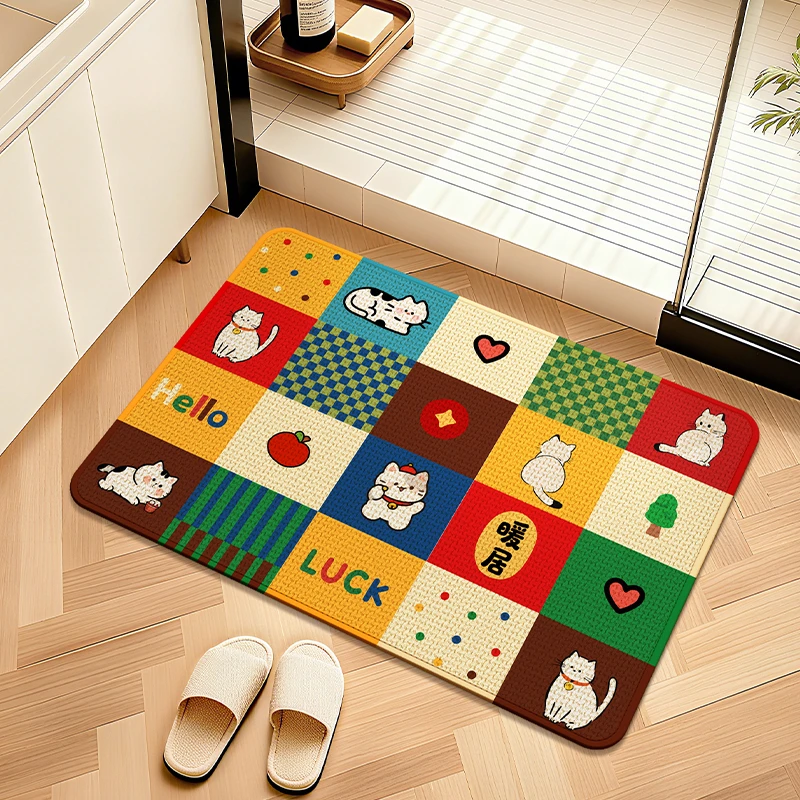 仿亚麻浴室地垫淋浴房门口防滑脚垫子洗手间卫生间吸水垫速干地毯