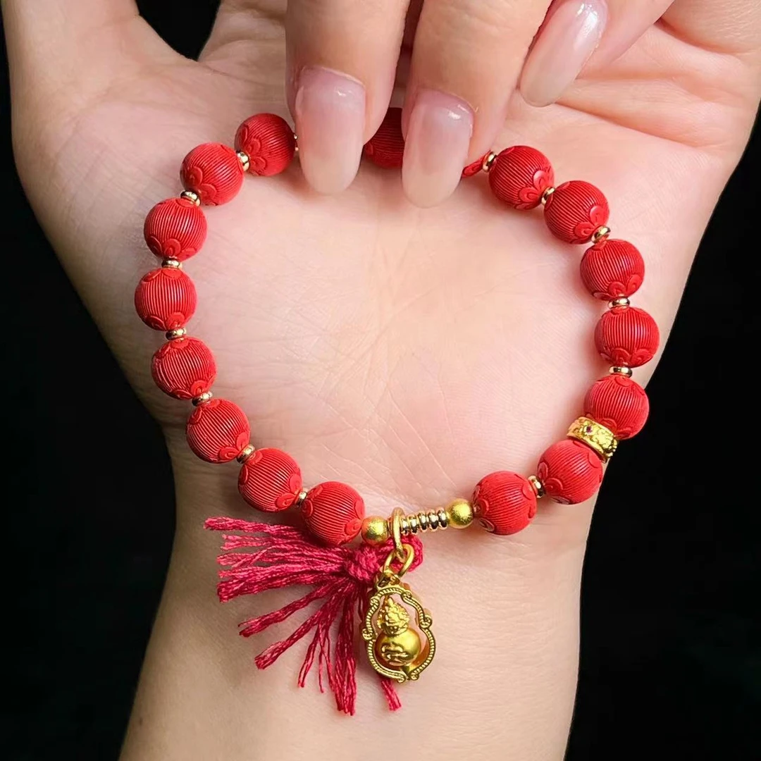含辰砂工艺品朱砂灯笼葫芦手串多样性发其一（尺寸：13mm）-BHD073