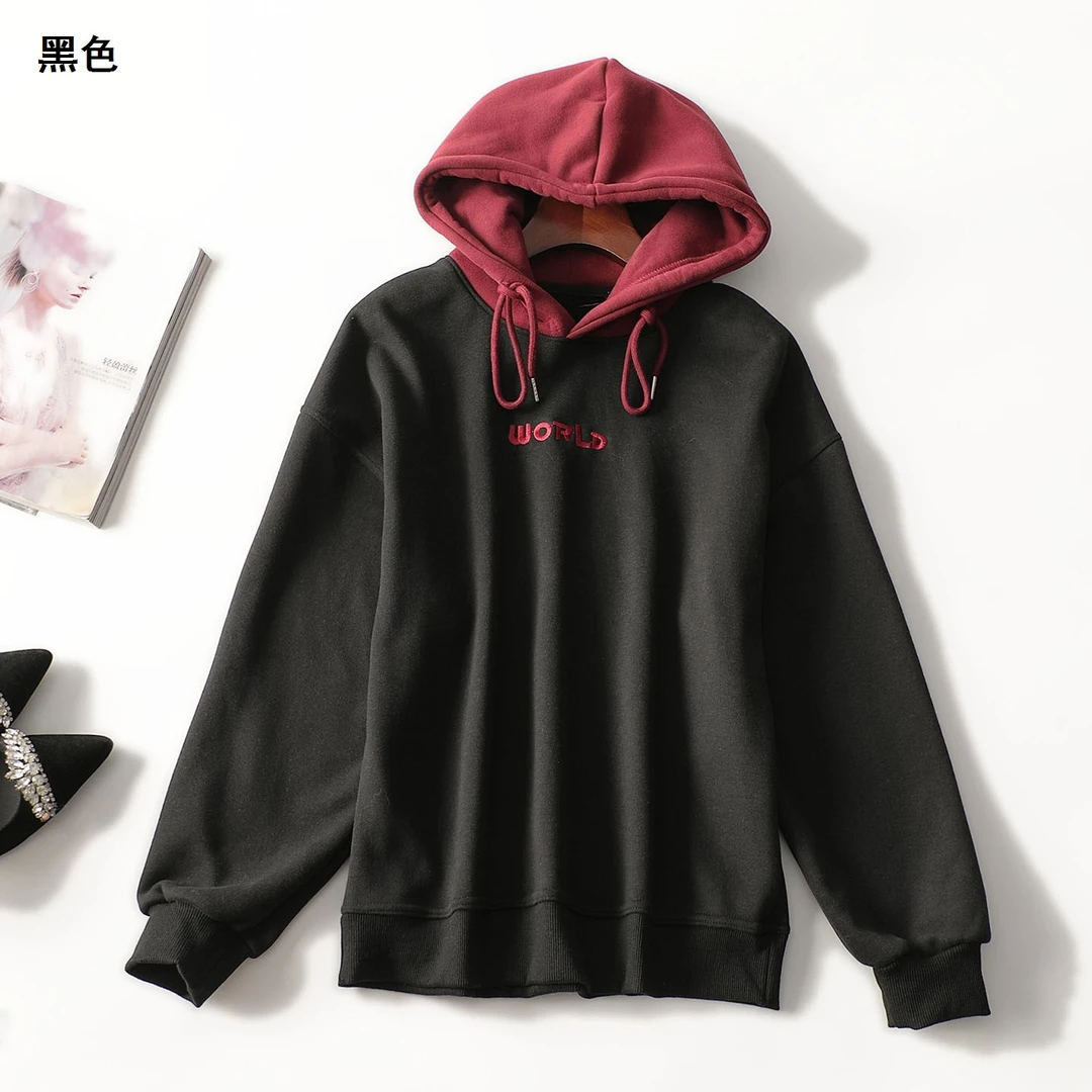 247689冬加绒中长款长袖套头卫衣