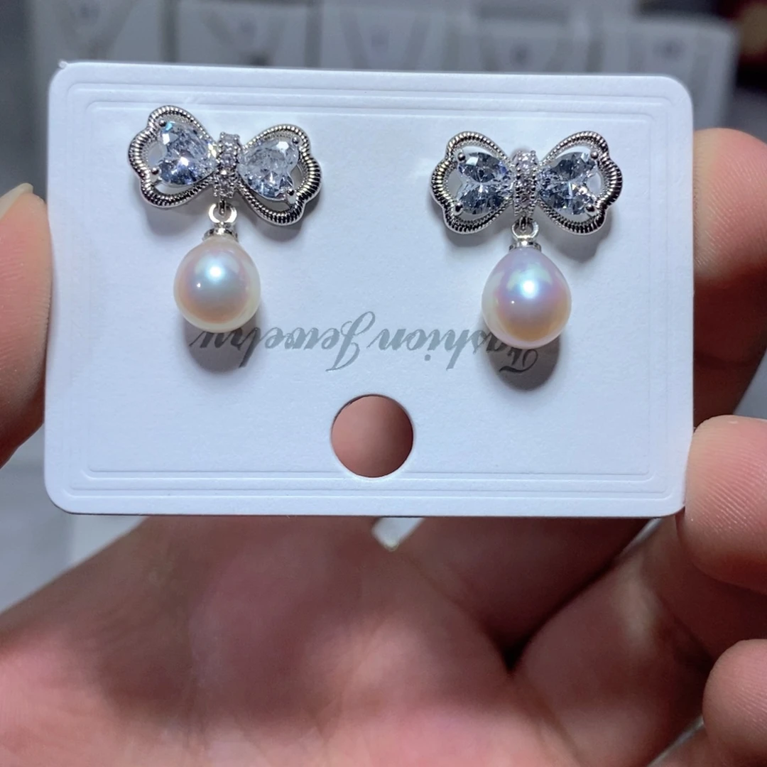 淡水珍珠耳饰银S925镶嵌