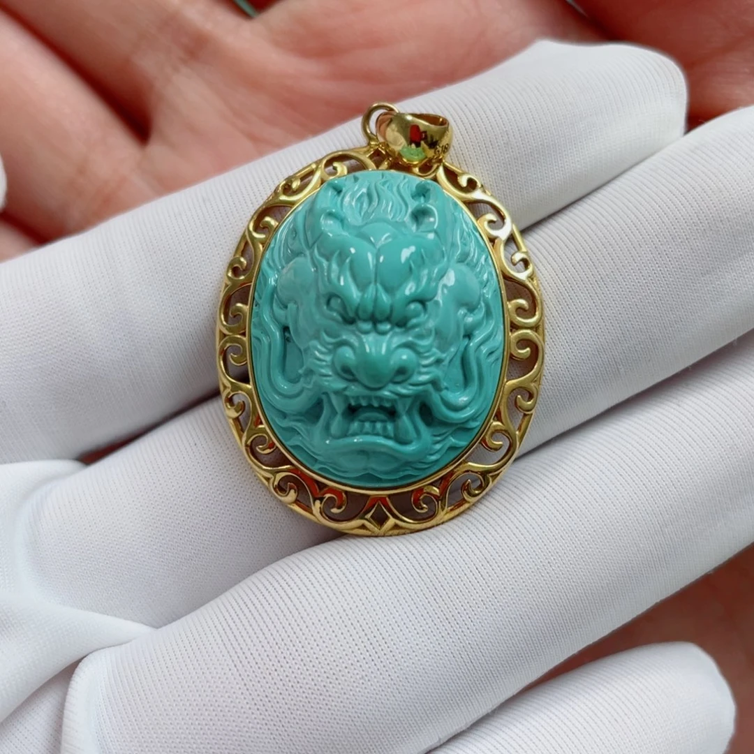 绿松石18K金镶嵌珠宝奇石