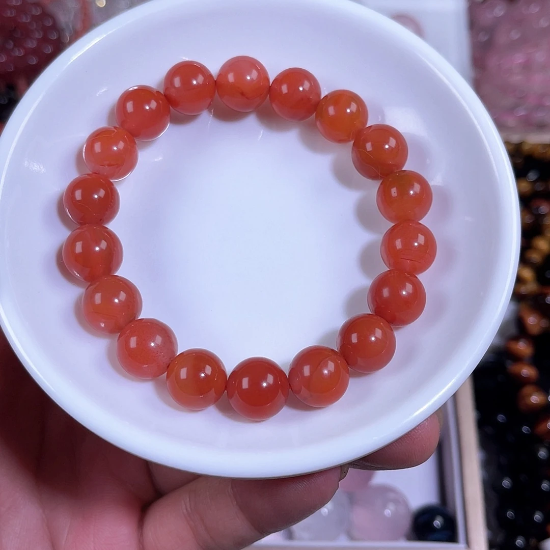 银S925镶嵌手链水晶天然南红玛瑙手链