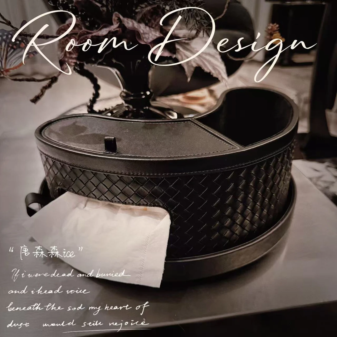 设计师款【月亮】高档纸巾盒皮质家用餐桌茶几客厅桌面多功能纸巾盒