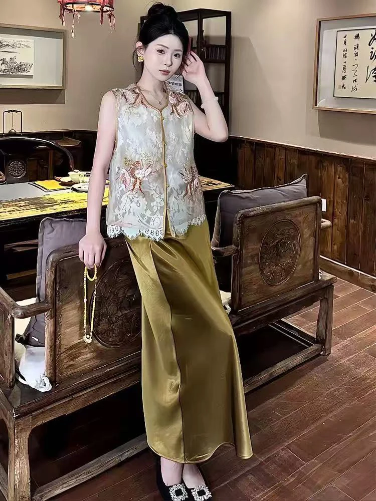 【欧洲站】新中式蕾丝双层马甲