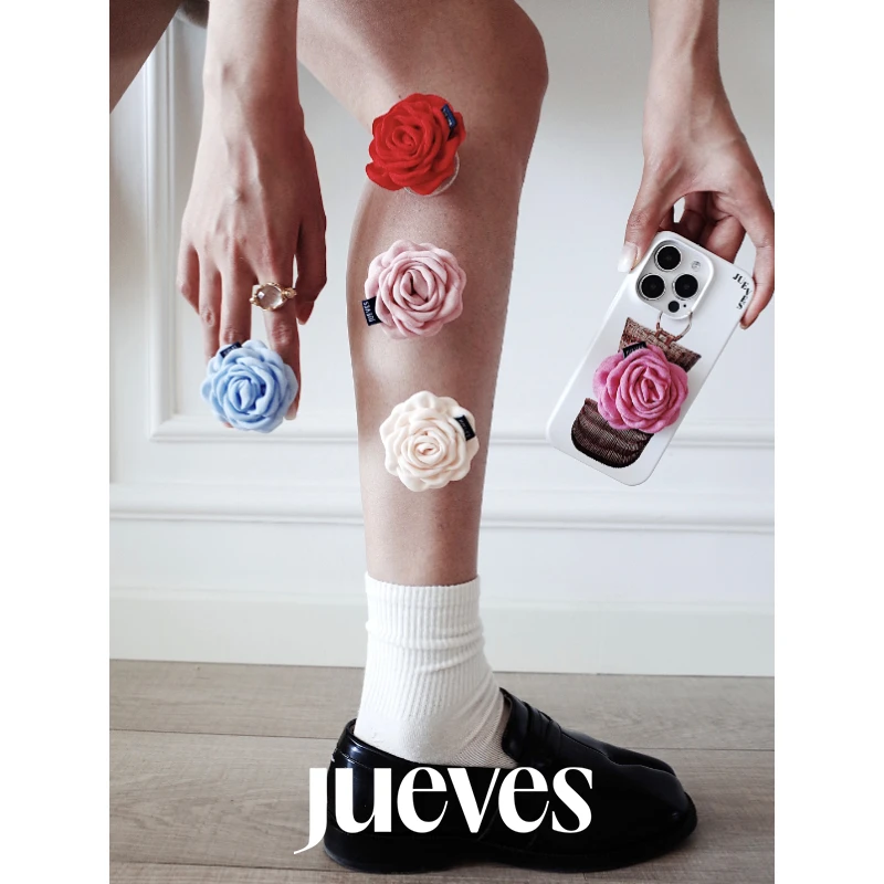 JUEVES星期四盛夏玫瑰花朵手机气囊支架桌面支架伸缩创意可拆卸女