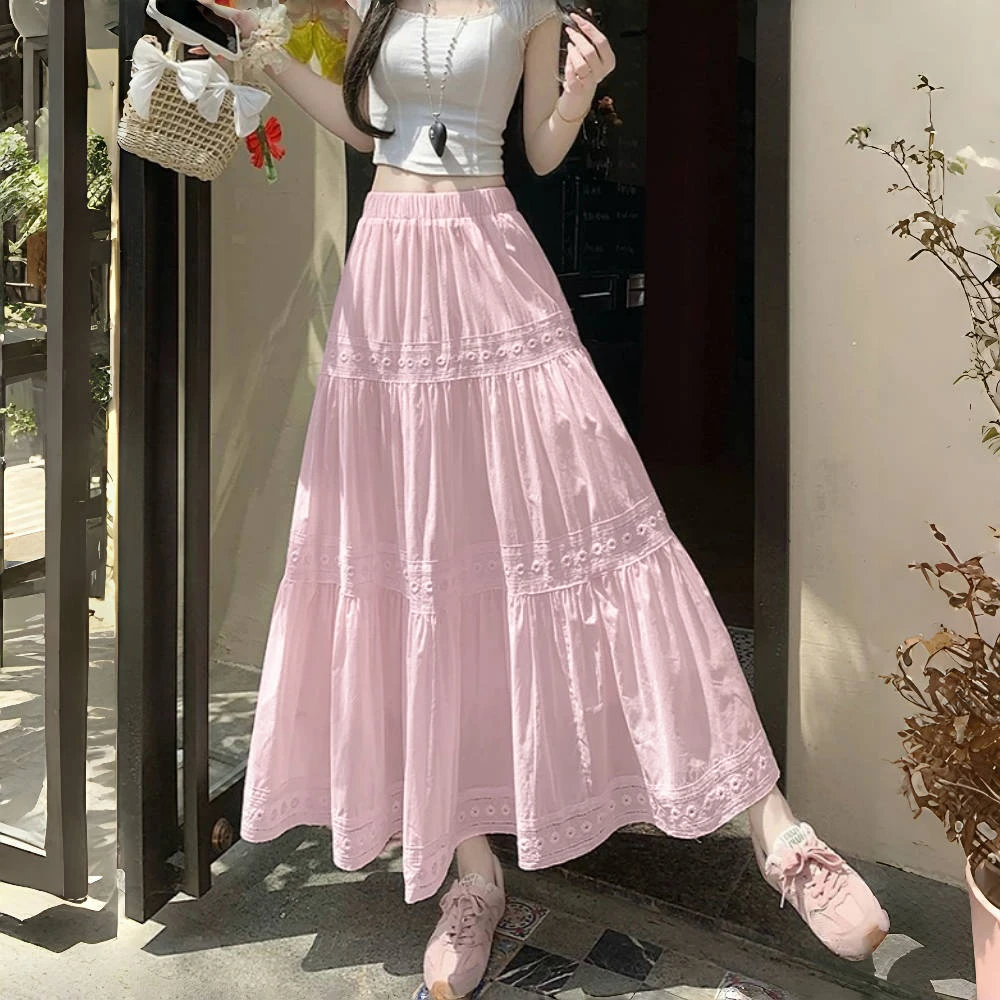 断码捡漏~盛夏花店 / 温柔法式蕾丝拼接半身裙15026花契大码200斤