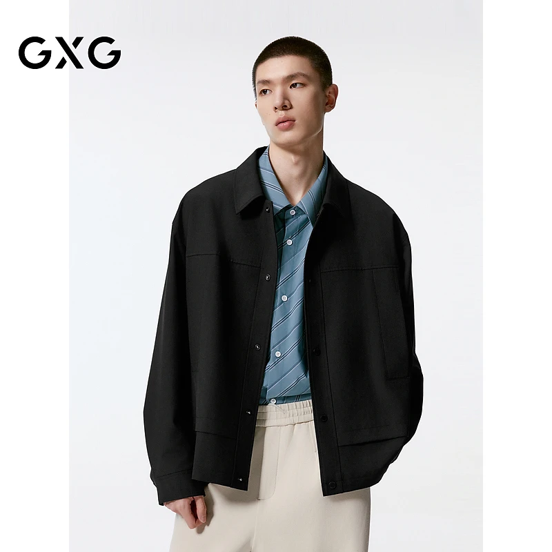 GXG男装 黑色简约夹克男士外套 24秋季新品#G24X213047