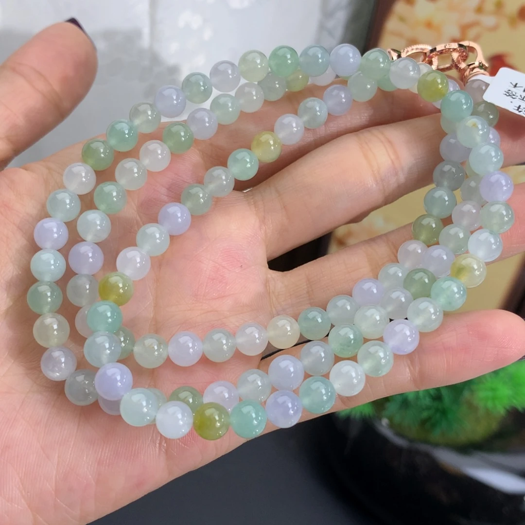 翡翠未镶嵌手串卡6冰胶马卡龙项链