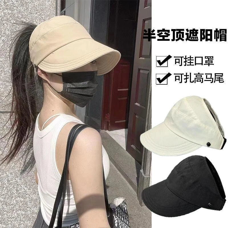 K春夏必备款空顶鸭舌帽女升级可挂口罩户外遮阳速干头部防护用品商品图