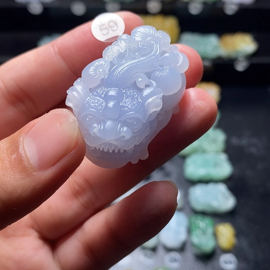 定制翡翠未镶嵌毛货紫罗兰口含珠貔貅