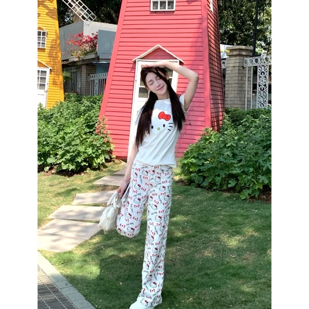 【梦梦服饰】Hellokitty凯蒂猫正肩短袖T恤女夏+修身显瘦长裤