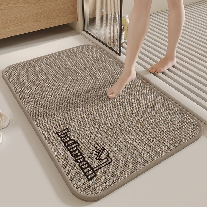 亚麻编织浴室吸水防滑垫子洗手间门口脚垫厕所耐脏卫生间地垫地毯