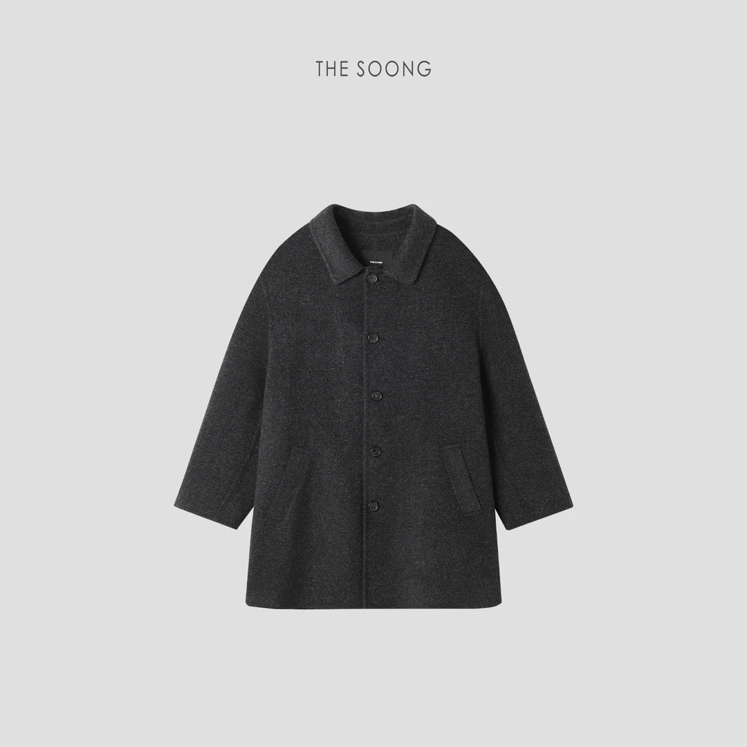 THESOONG|经典纯羊毛手工挑缝强宿双面毛呢大衣外套HWWT7652