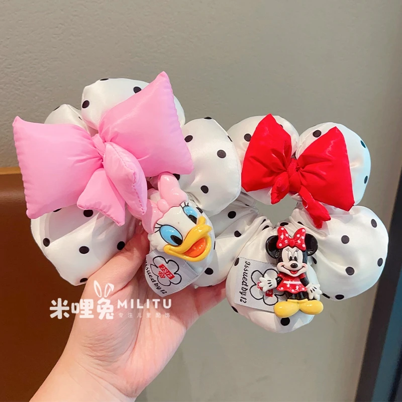 儿童米奇大肠发圈红色波点扎丸子头女童发绳小女孩半扎发马尾头绳