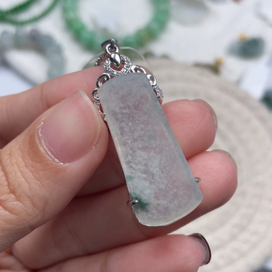 翡翠银S925镶嵌颈饰天然A货缅甸翡翠