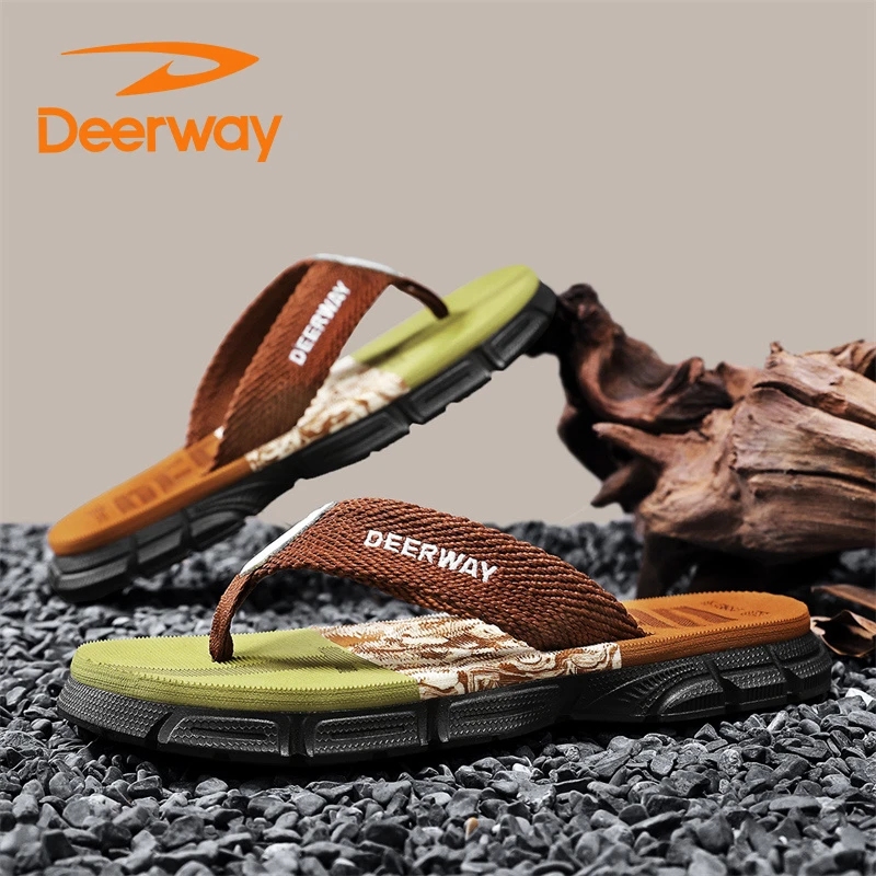 德尔惠拖鞋男秋季新款软底防滑防臭休闲户外沙滩人字拖个性男款