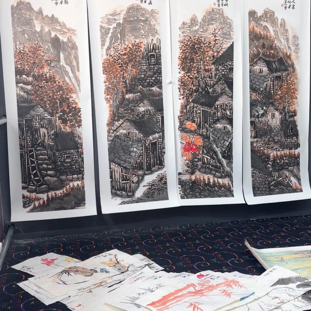 国画用****4丁洪运四条屏童