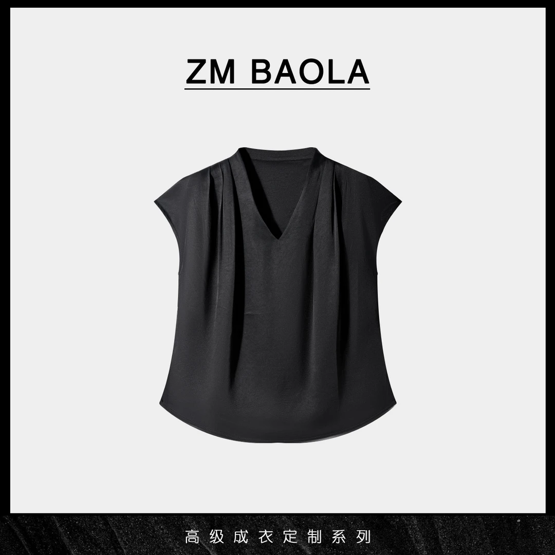 ZM BAOLA【褶糖】纯色褶位设计醋酸上衣Y315-M2