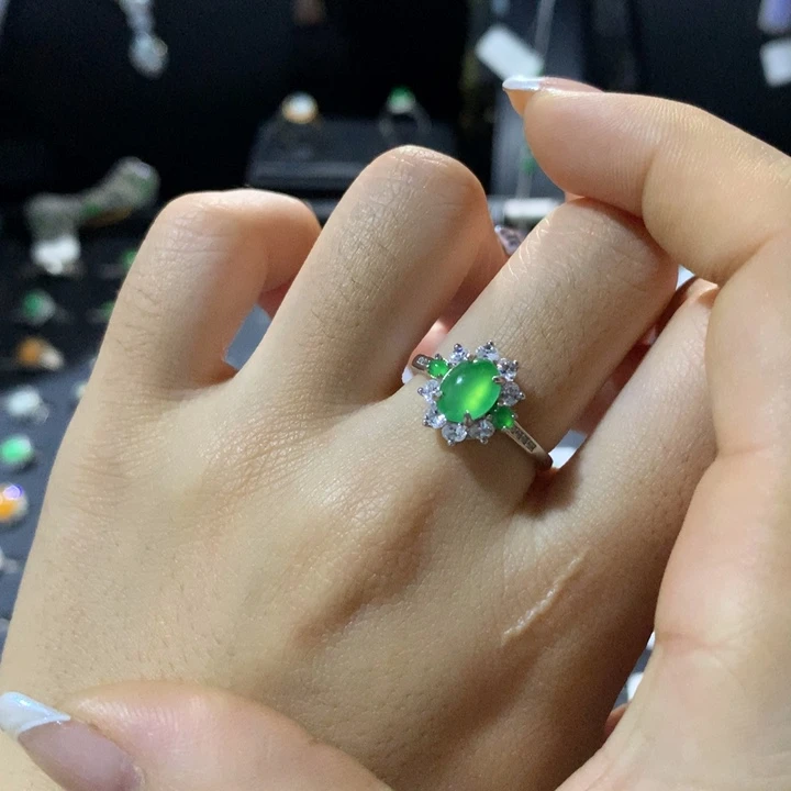 翡翠银S925镶嵌戒指