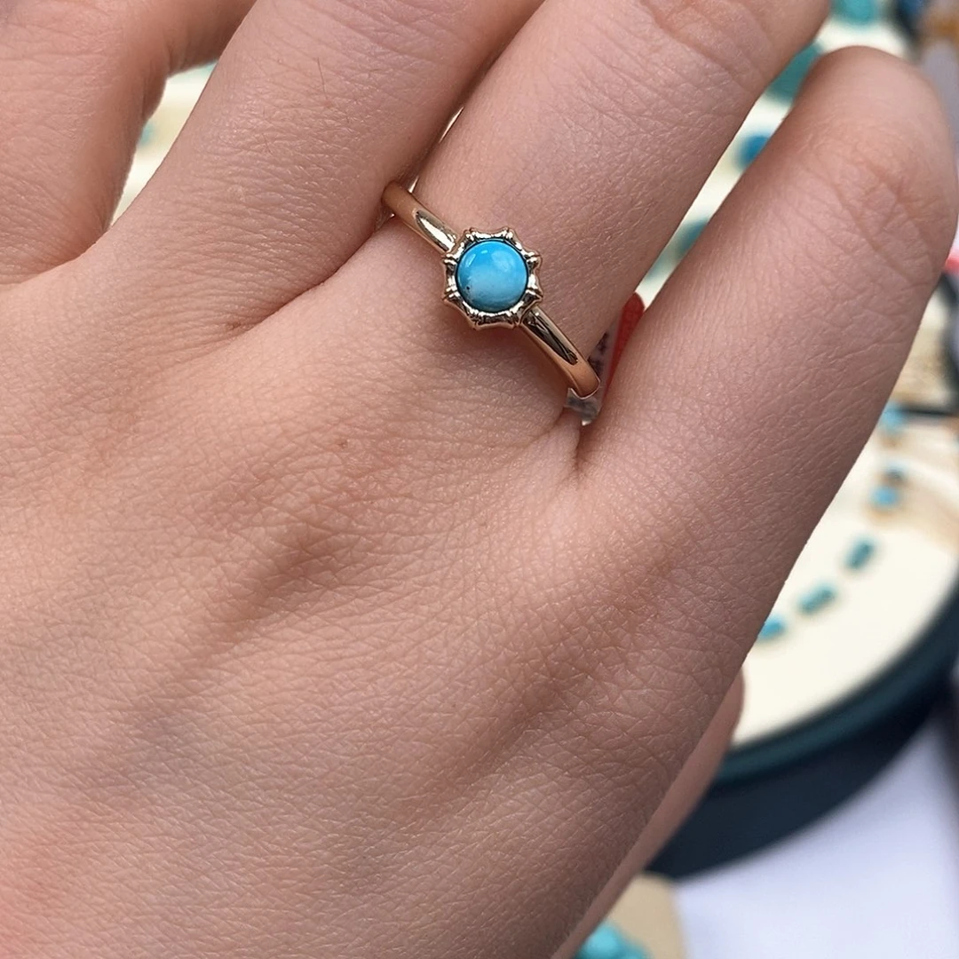 绿松石银S925镶嵌戒指