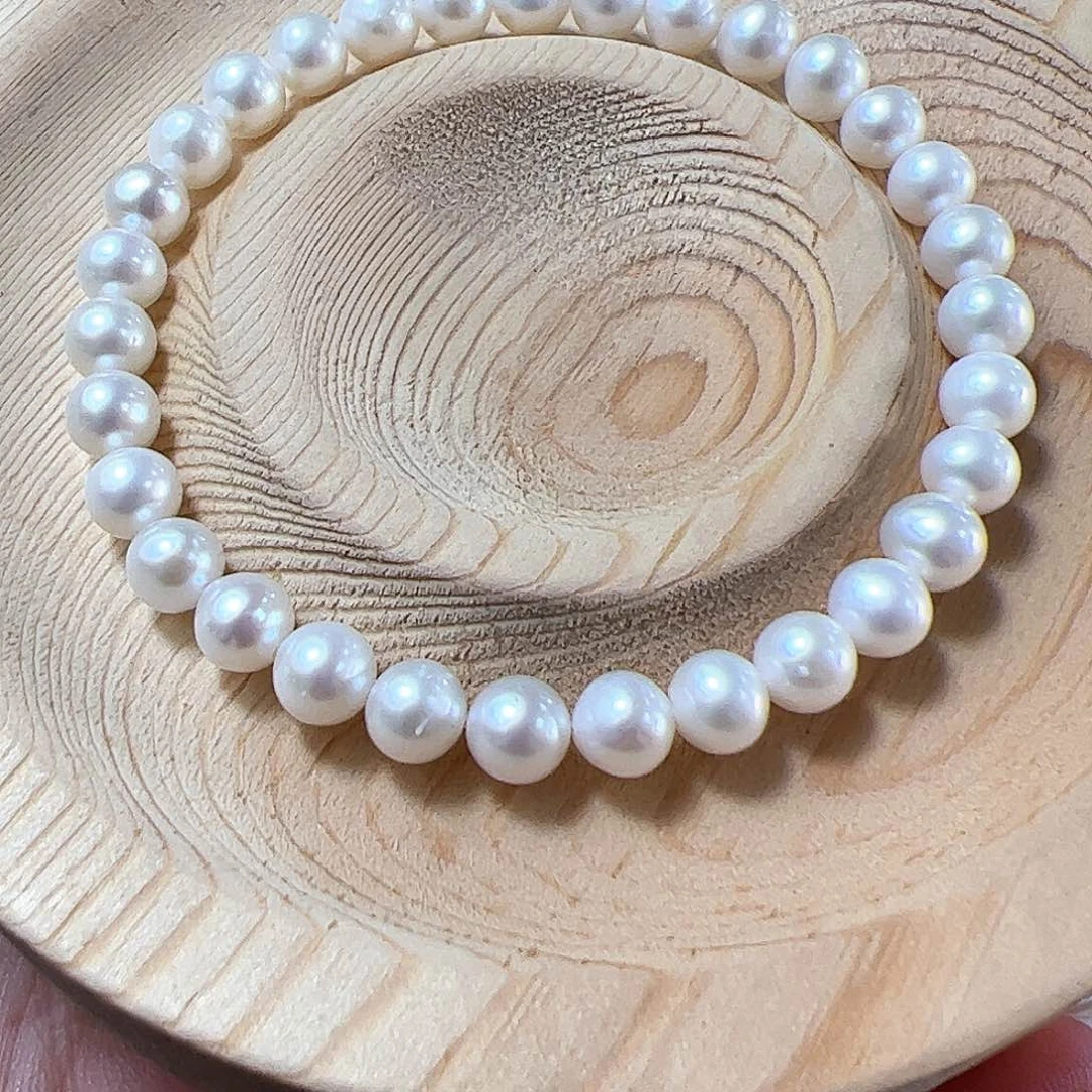 淡水珍珠手串未镶嵌085-5-6mm弹力绳手串