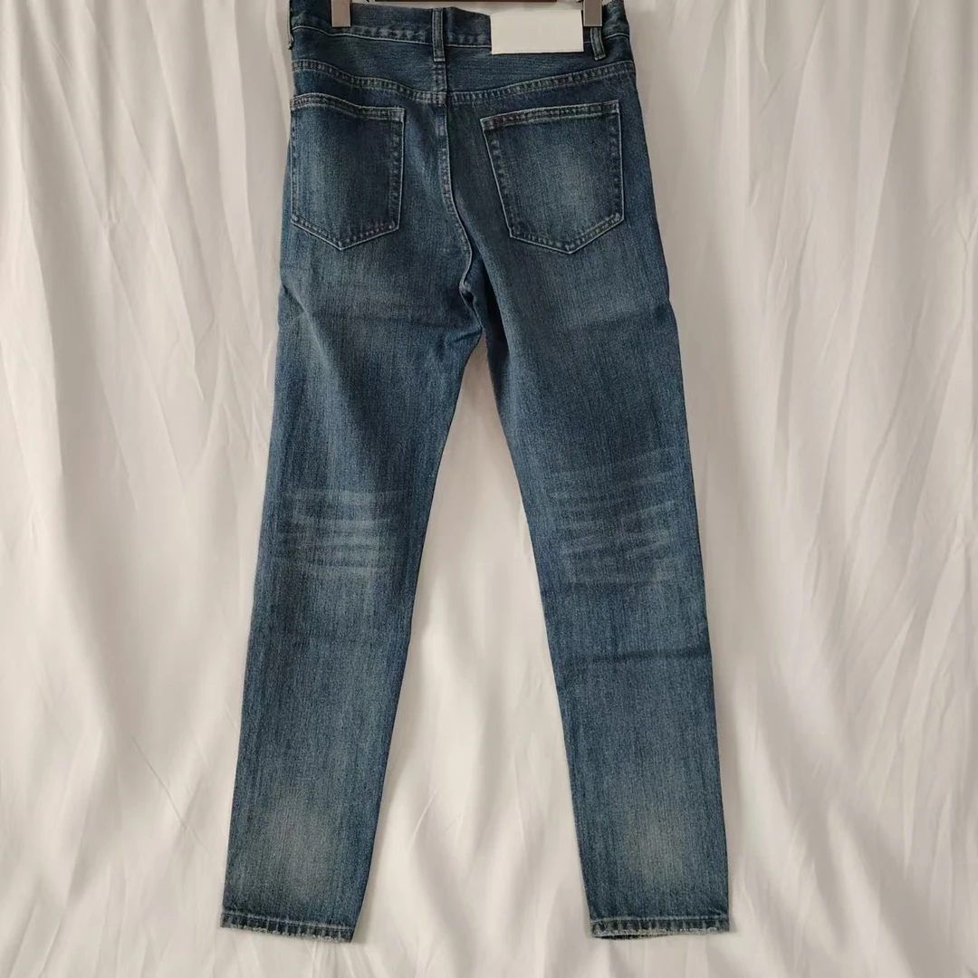 Sweet DD深蓝色直筒后白皮标牛仔裤/AM