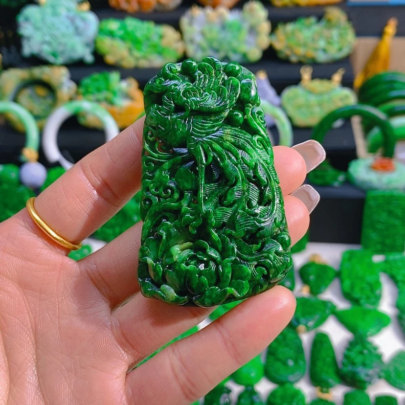 【闪购商品】翡翠颈饰未镶嵌凤凰牡丹