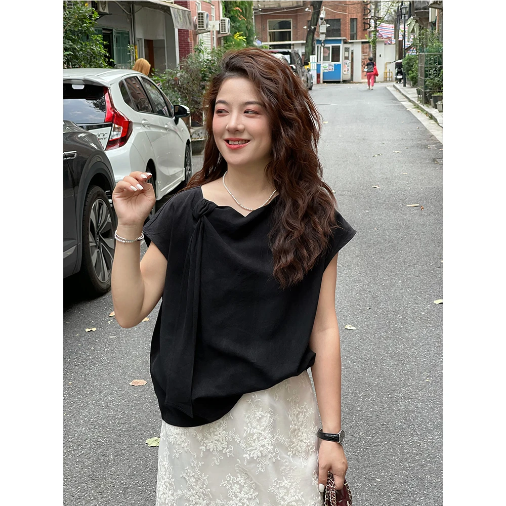 WenWen小个子夏季韩系设计感领结精致小衫气质显瘦百搭衬衣3826