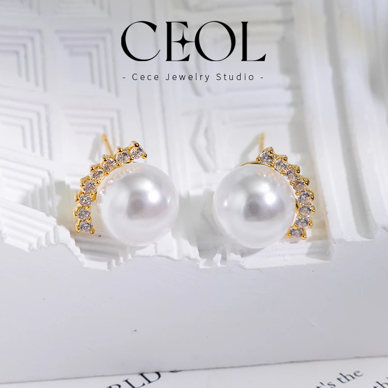 铜合金耳饰 CEOL 法·【星光晨露】春夏 爆款珍珠轻奢高级耳钉