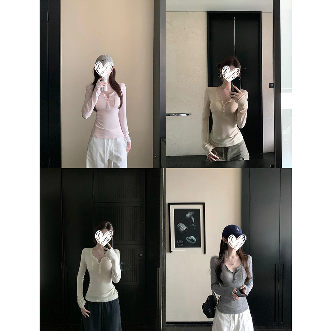 入秋万能搭 搭遍衣橱修身显瘦打底长袖衫#9314