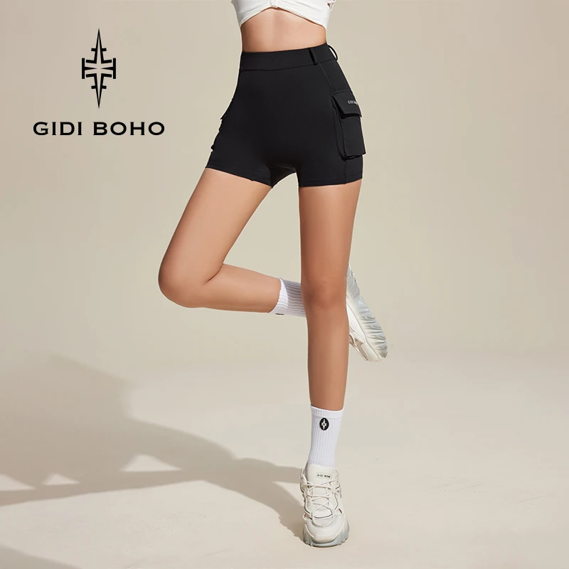 GIDI BOHO/极地薄荷夏季新款户外运动打底紧身骑行瑜伽五分短裤女