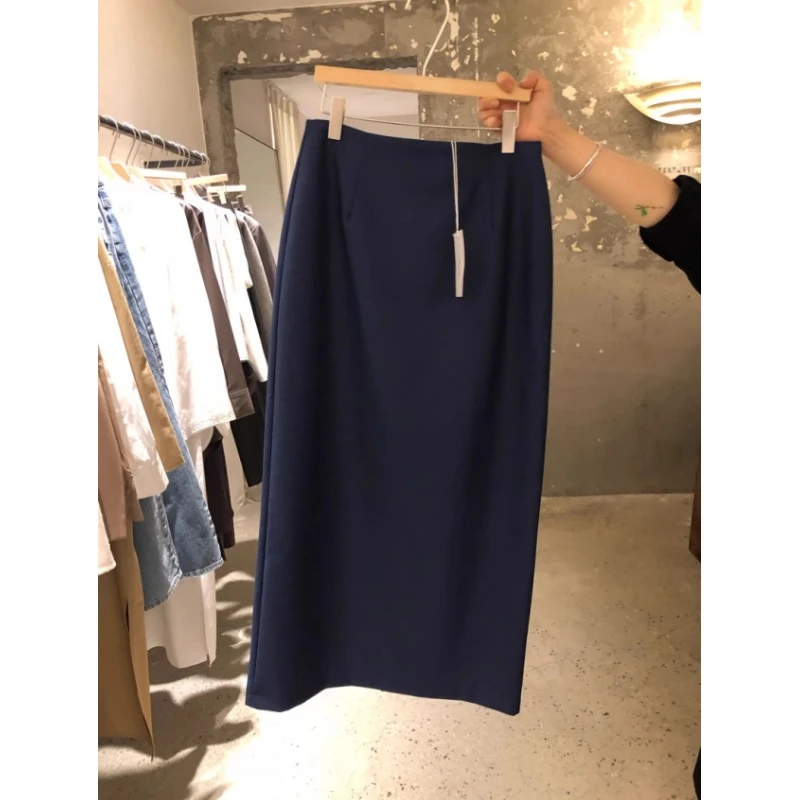 清仓2025新款高腰中长款直筒裙小个子开叉一步裙过膝半身裙女夏季